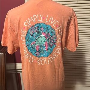 Simply Southern Coral Tee with Turtle and Floral Art
